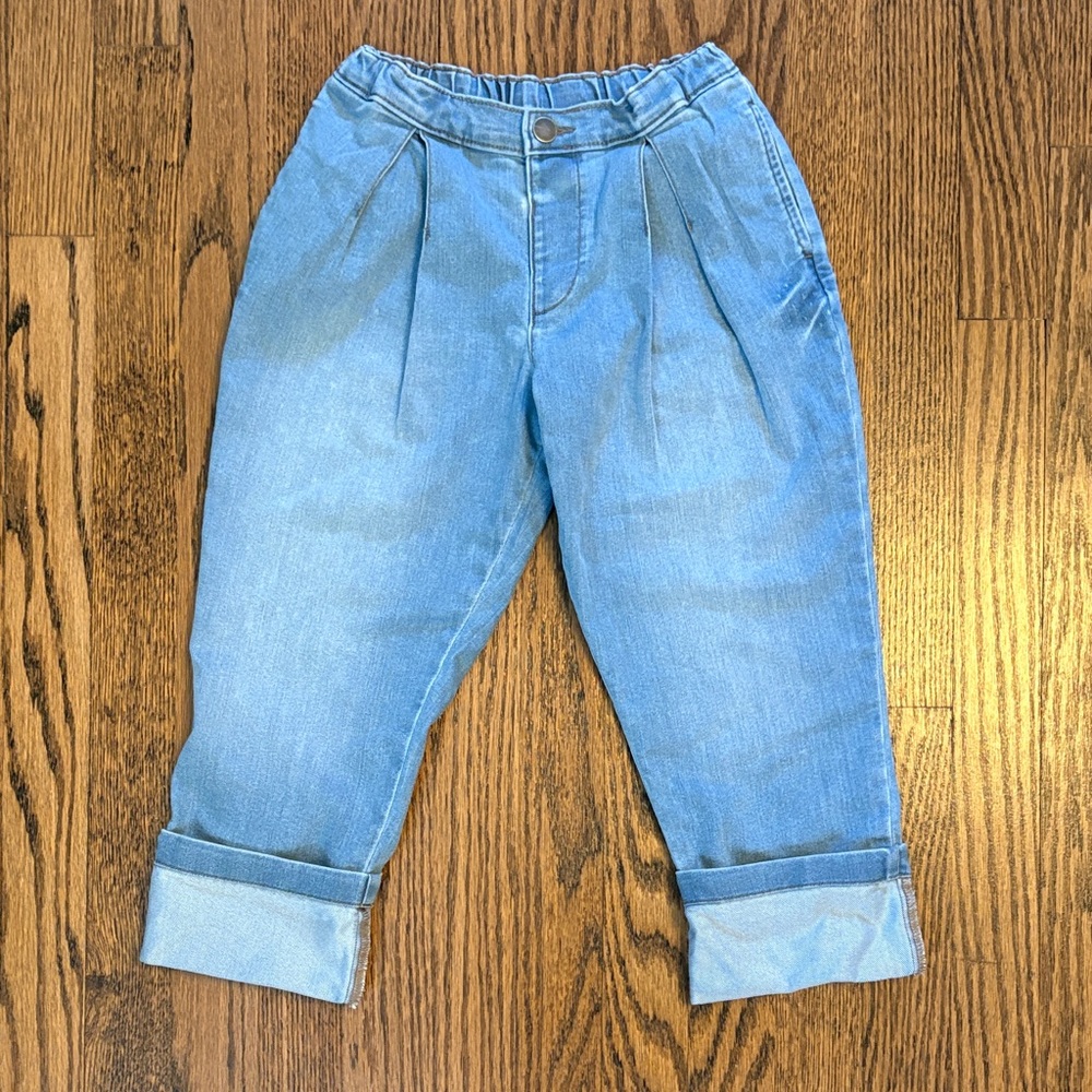 Girls' Light Blue Pull-On Denim Barrel Jogger Jeans